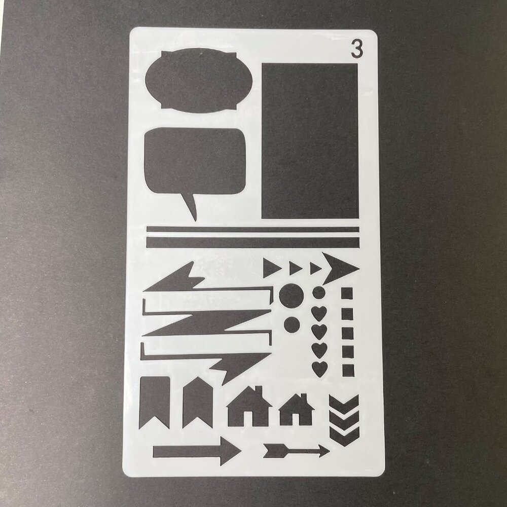 Reusable Art Planner Stencil Speech Bubbles Flags Checklist mq Mixed Media Suppl